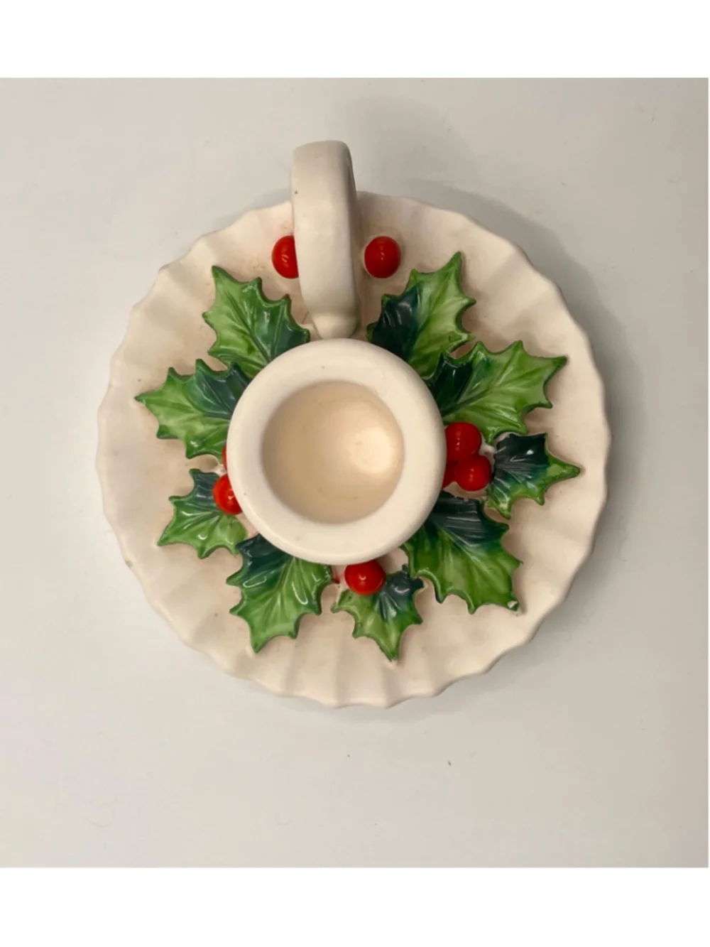 Vintage Holt Howard 1962 Holly Berry Candle Holders Pair Christmas Chamberstick